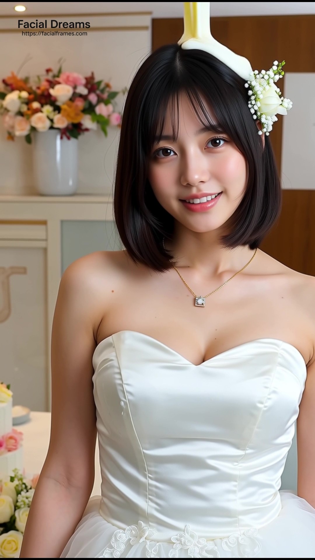 ウエディングドレスを着た女性